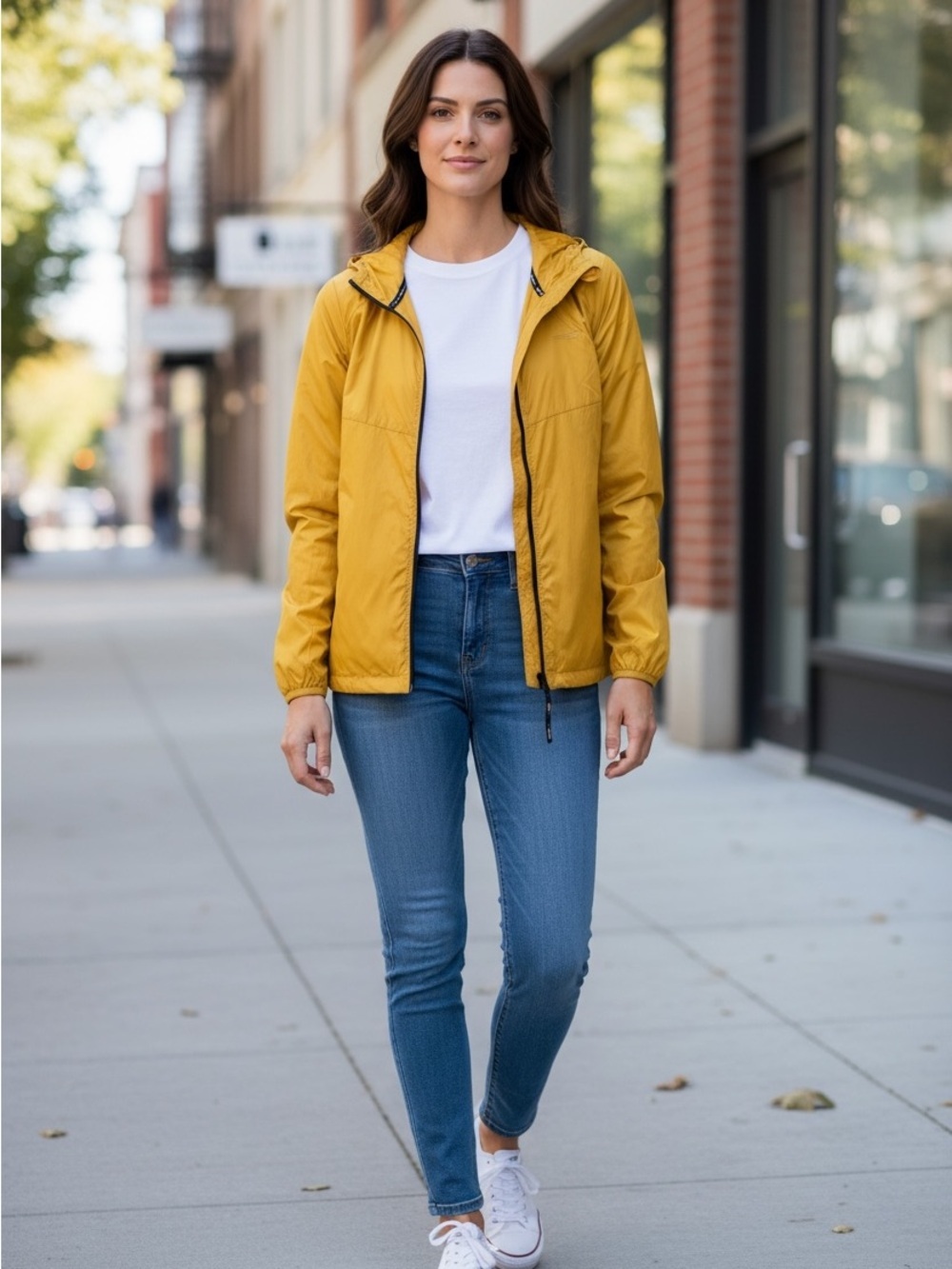 NWT Copper Fit Windbreaker L Lightweight Yellow Hooded Jacket Men’s Women’s